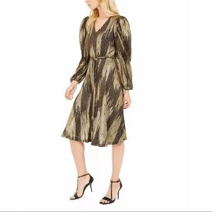 CALVIN KLEIN black and gold A-line cocktail dress